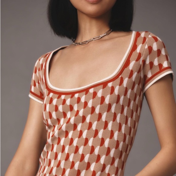 By Anthropologie Square-Neck Fit & Flare Sweater Mini Dress - Picture 5 of 7